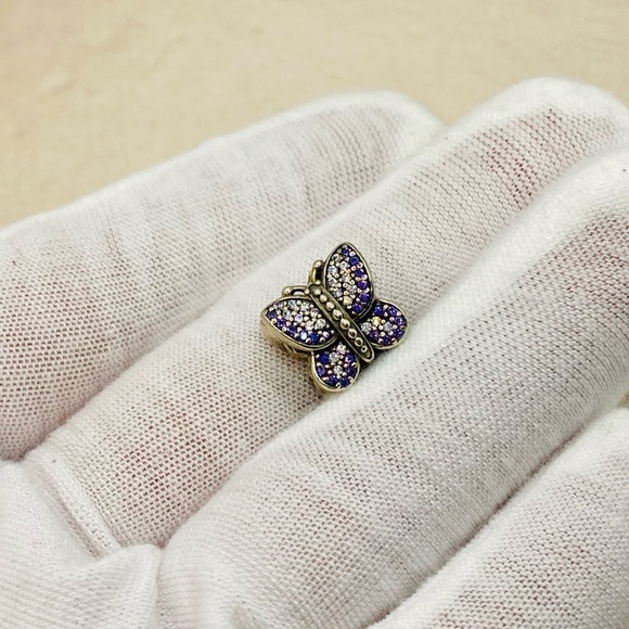 EUC Pandora 791257ACZ Sterling Silver Sparkling Butterfly Animal Charm w/ CZs - Picture 7 of 10